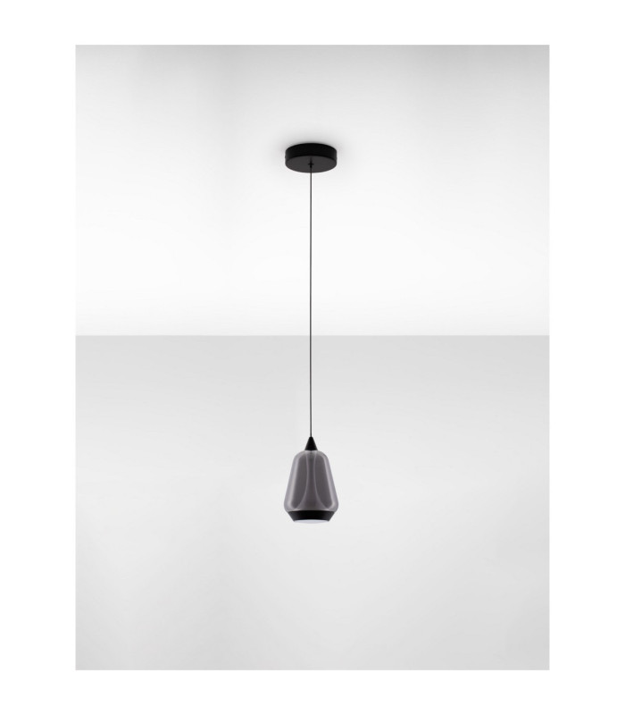 Alish Slim Pendant Ceiling Light Matt Black Smokey LED 8W 330lm 3000K-3
