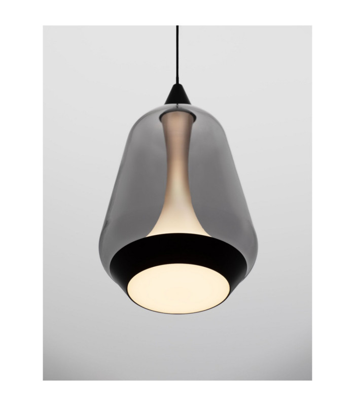 Alish Slim Pendant Ceiling Light Matt Black Smokey LED 8W 330lm 3000K-5