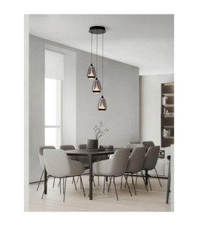 Alish Cluster Pendant Ceiling Light Matt Black Smokey Triac Dimmable LED 24W 990lm 3000K-2