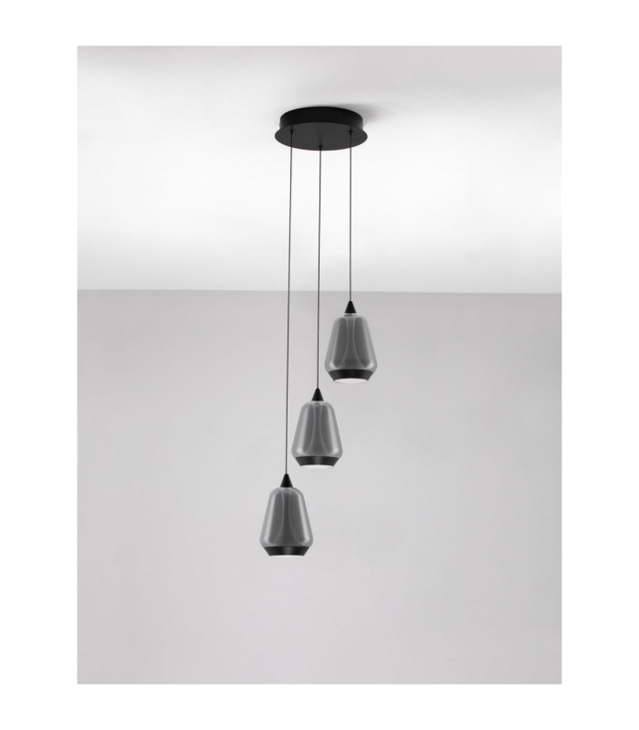 Alish Cluster Pendant Ceiling Light Matt Black Smokey Triac Dimmable LED 24W 990lm 3000K-3