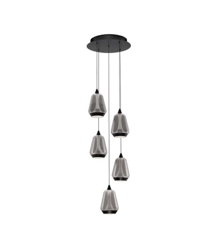 Alish Cluster Pendant Ceiling Light Matt Black Smokey Triac Dimmable LED 40W 1650lm 3000K-1