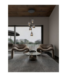 Alish Cluster Pendant Ceiling Light Matt Black Smokey Triac Dimmable LED 40W 1650lm 3000K-2