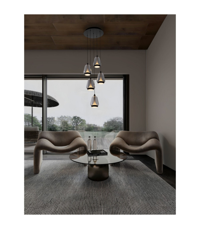 Alish Cluster Pendant Ceiling Light Matt Black Smokey Triac Dimmable LED 40W 1650lm 3000K-2