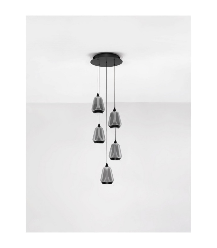 Alish Cluster Pendant Ceiling Light Matt Black Smokey Triac Dimmable LED 40W 1650lm 3000K-3