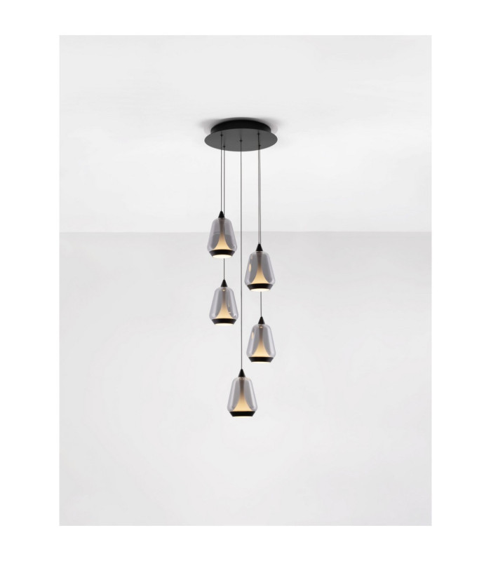 Alish Cluster Pendant Ceiling Light Matt Black Smokey Triac Dimmable LED 40W 1650lm 3000K-4