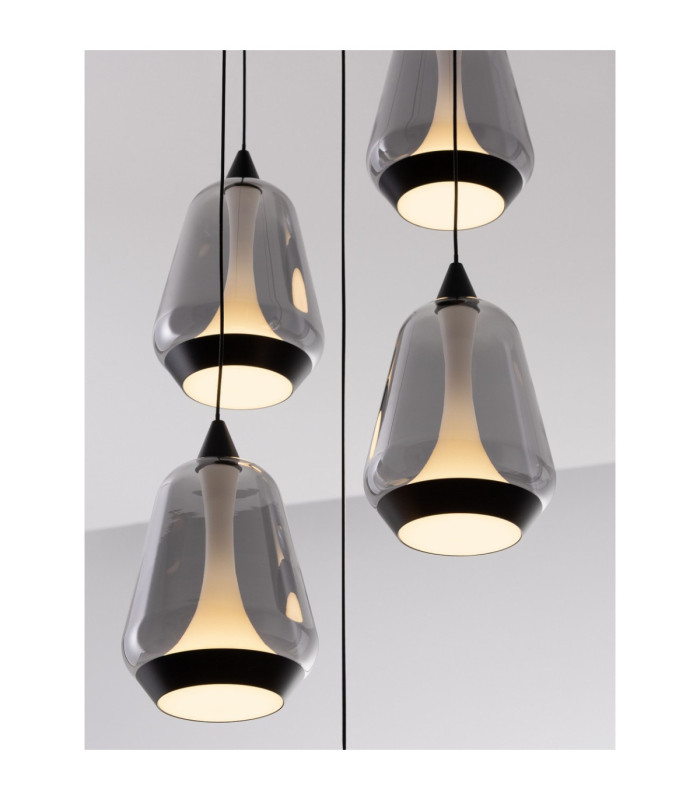 Alish Cluster Pendant Ceiling Light Matt Black Smokey Triac Dimmable LED 40W 1650lm 3000K-5