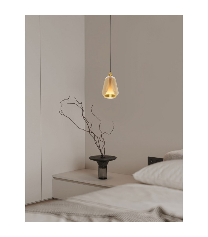 Alish Slim Pendant Ceiling Light Brass Gold Matt Black Champagne LED 8W 433lm 3000K-2
