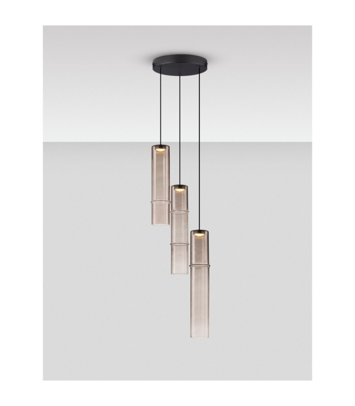Sano Cluster Pendant Ceiling Light Matt Black Moca Brown LED 9W 540lm 3000K-4