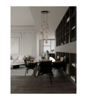 Sano Cluster Pendant Ceiling Light Matt Black Moca Brown Triac Dimmable LED 15W 900lm 3000K-2