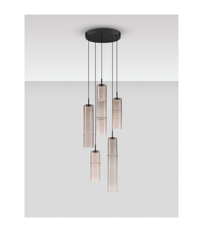 Sano Cluster Pendant Ceiling Light Matt Black Moca Brown Triac Dimmable LED 15W 900lm 3000K-3