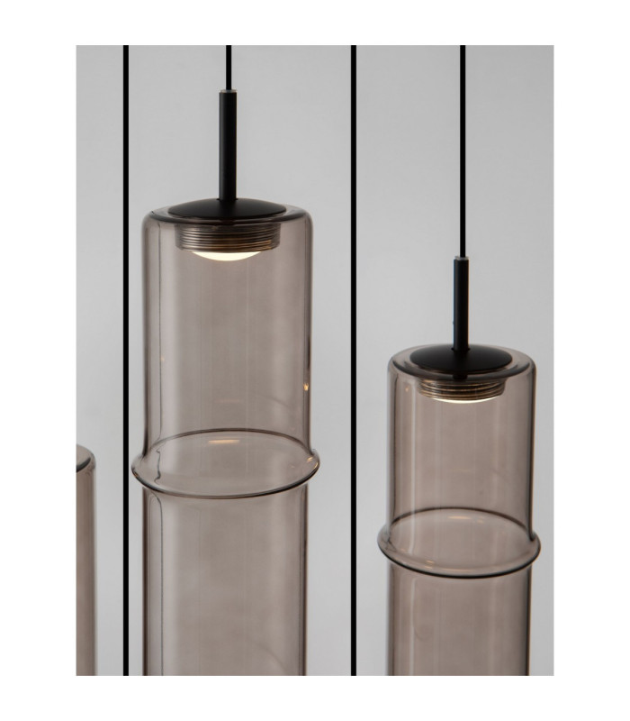 Sano Cluster Pendant Ceiling Light Matt Black Moca Brown Triac Dimmable LED 15W 900lm 3000K-5