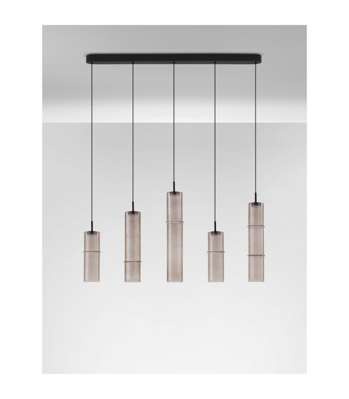 Sano Bar Pendant Ceiling Light Matt Black Moca Brown Triac Dimmable LED 18W 1080lm 3000K-3