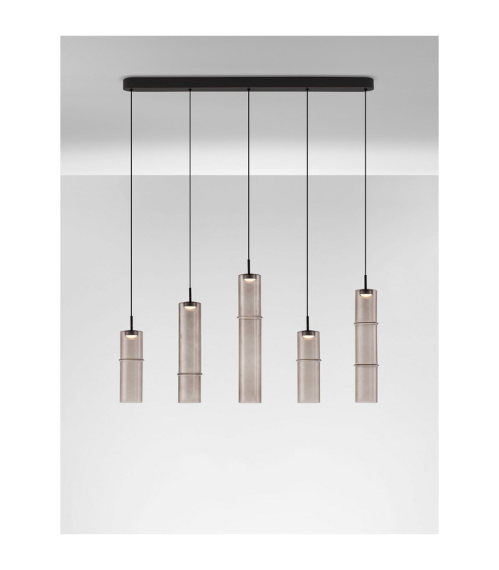 Sano Bar Pendant Ceiling Light Matt Black Moca Brown Triac Dimmable LED 18W 1080lm 3000K-4