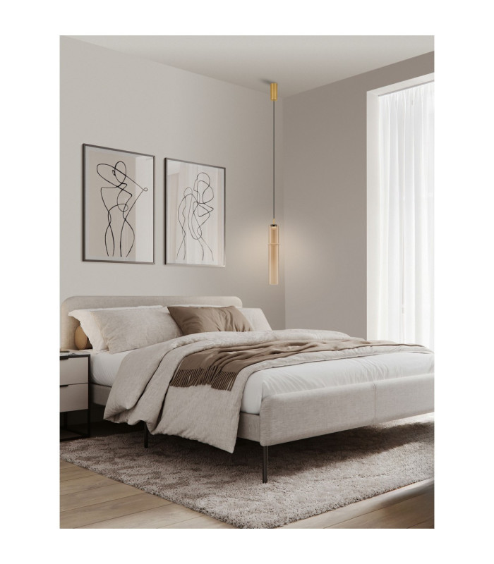 Sano Slim Pendant Ceiling Light Glossy Brushed Gold Cognac LED 3W 180lm 3000K-2