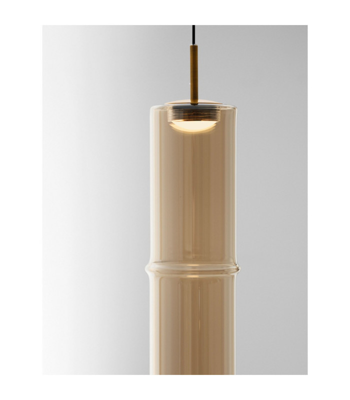 Sano Slim Pendant Ceiling Light Glossy Brushed Gold Cognac LED 3W 180lm 3000K-5