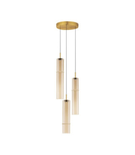Sano Cluster Pendant Ceiling Light Glossy Brushed Gold Cognac LED 9W 540lm 3000K-1