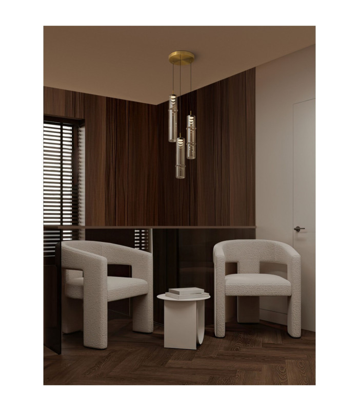 Sano Cluster Pendant Ceiling Light Glossy Brushed Gold Cognac LED 9W 540lm 3000K-2