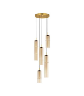 Sano Cluster Pendant Ceiling Light Glossy Brushed Gold Cognac Triac Dimmable LED 15W 900lm 3000K-1
