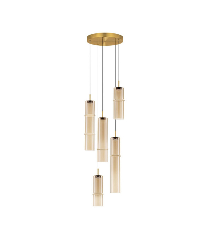 Sano Cluster Pendant Ceiling Light Glossy Brushed Gold Cognac Triac Dimmable LED 15W 900lm 3000K-1