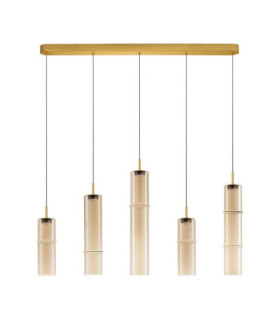 Sano Bar Pendant Ceiling Light Glossy Brushed Gold Cognac Triac Dimmable LED 18W 1080lm 3000K-1