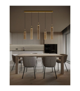 Sano Bar Pendant Ceiling Light Glossy Brushed Gold Cognac Triac Dimmable LED 18W 1080lm 3000K-2