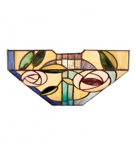1 Light Indoor Wall Uplighter Dark Bronze with Tiffany Style Glass, E14 - 1