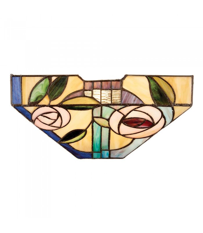 1 Light Indoor Wall Uplighter Dark Bronze with Tiffany Style Glass, E14 - 1
