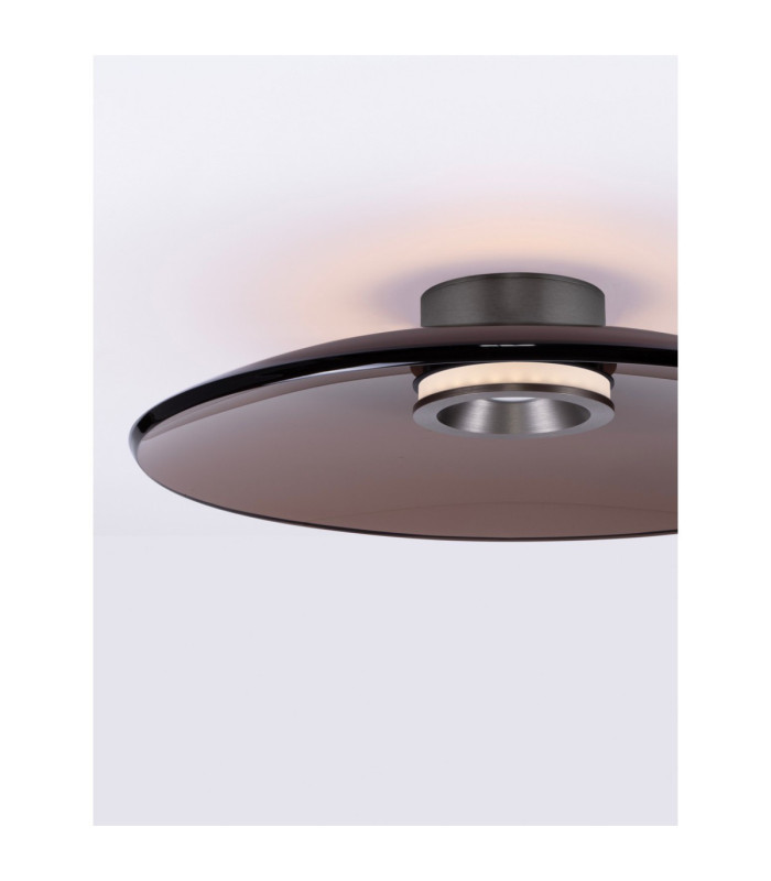 Esti Bowl Semi Flush Ceiling Light Dark Brown Foggy Nickel Triac Dimmable LED 33W 1721lm 3000K-6