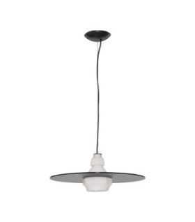 Lora 45cm Dome Pendant Ceiling Light Smokey Milky Matt Black E27 1x12W-1