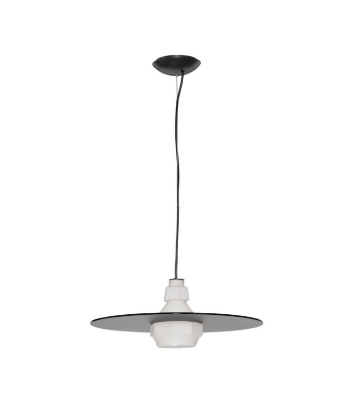 Lora 45cm Dome Pendant Ceiling Light Smokey Milky Matt Black E27 1x12W-1