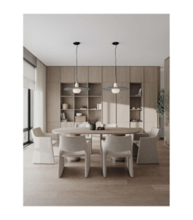 Lora 45cm Dome Pendant Ceiling Light Smokey Milky Matt Black E27 1x12W-2