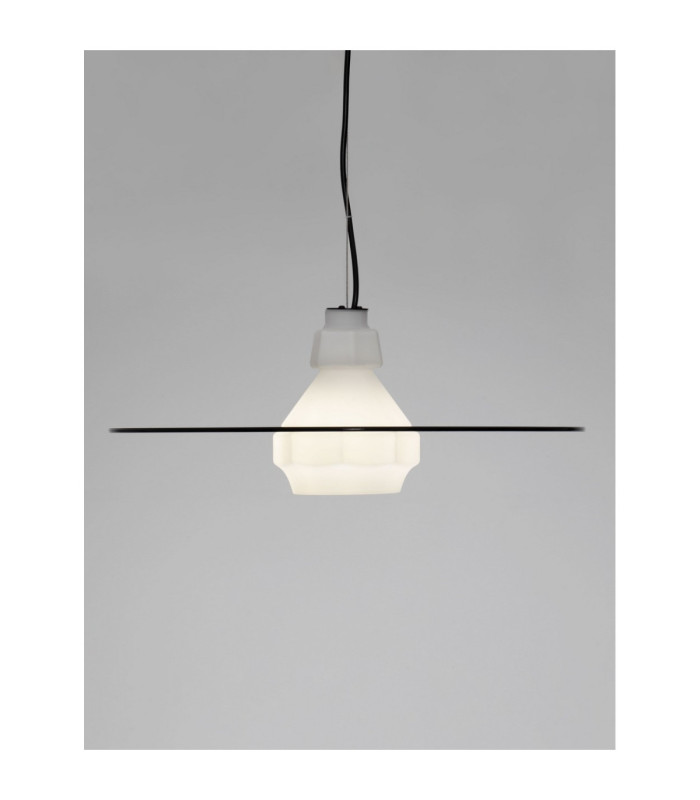 Lora 45cm Dome Pendant Ceiling Light Smokey Milky Matt Black E27 1x12W-6