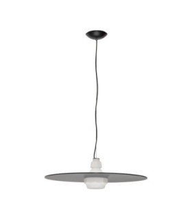 Lora 60cm Dome Pendant Ceiling Light Smokey Milky Matt Black E27 1x12W-1