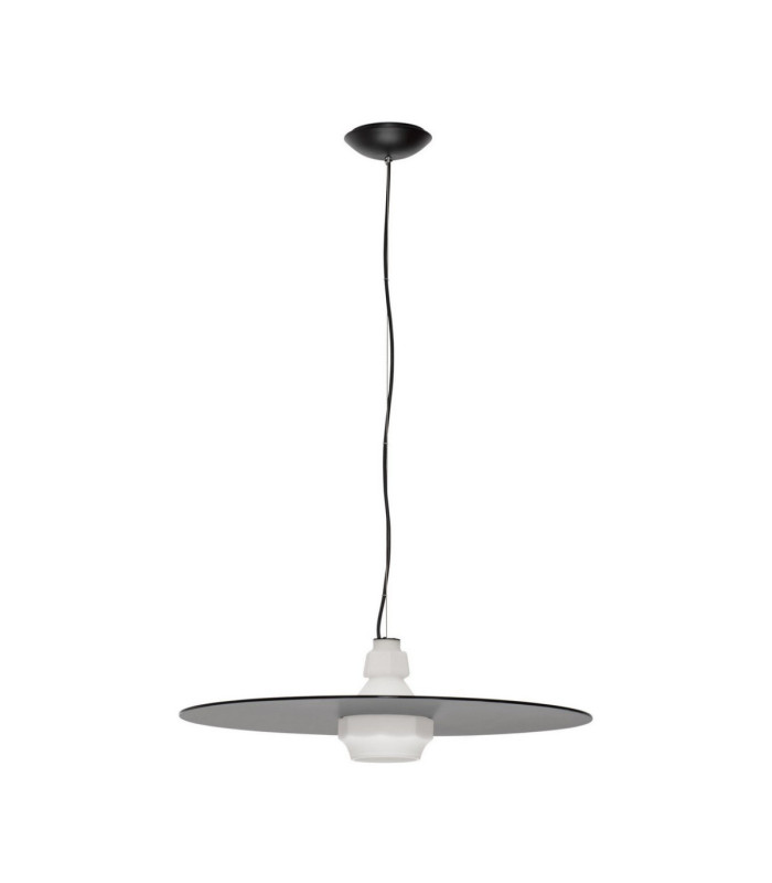 Lora 60cm Dome Pendant Ceiling Light Smokey Milky Matt Black E27 1x12W-1