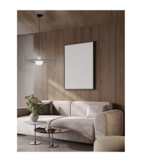 Lora 60cm Dome Pendant Ceiling Light Smokey Milky Matt Black E27 1x12W-2