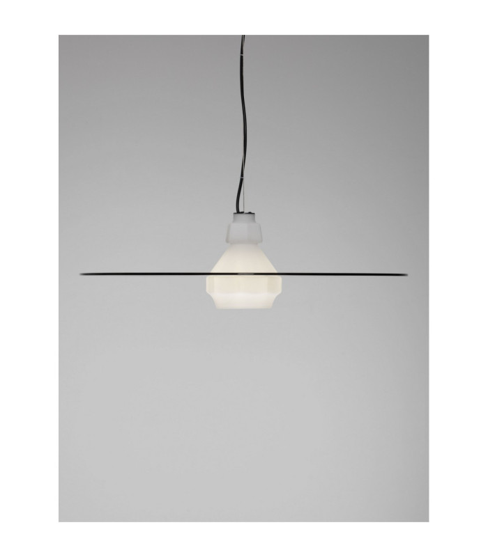 Lora 60cm Dome Pendant Ceiling Light Smokey Milky Matt Black E27 1x12W-5