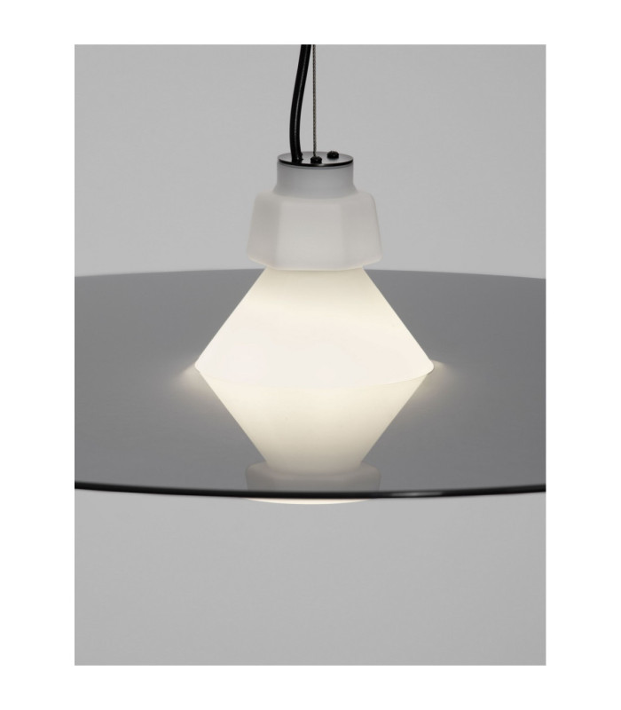Lora 60cm Dome Pendant Ceiling Light Smokey Milky Matt Black E27 1x12W-6