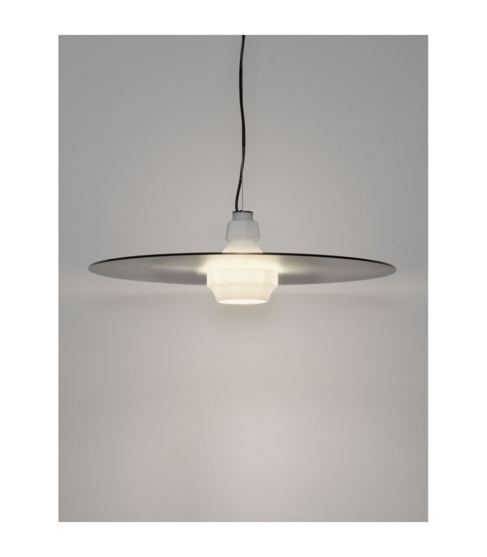 Lora 60cm Dome Pendant Ceiling Light Smokey Milky Matt Black E27 1x12W-8