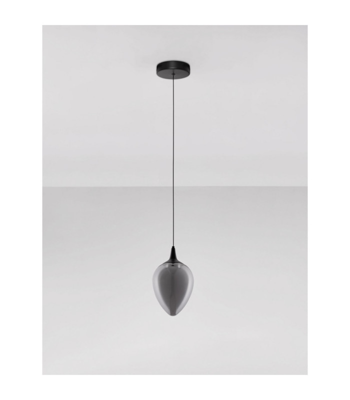 Nali Slim Pendant Ceiling Light Smokey Matt Black LED 6W 238lm 3000K-3