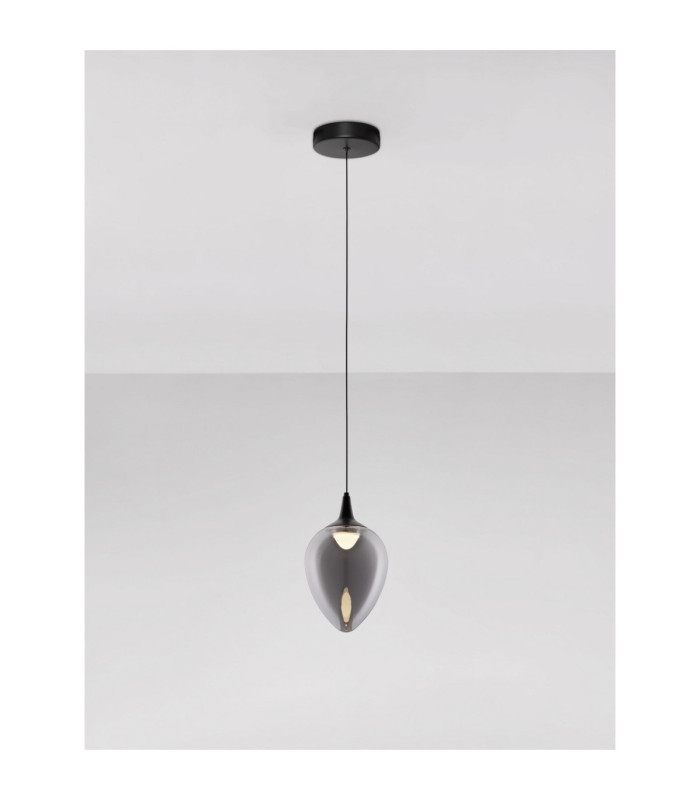 Nali Slim Pendant Ceiling Light Smokey Matt Black LED 6W 238lm 3000K-4