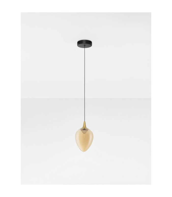 Nali Slim Pendant Ceiling Light Champagne Brass Gold Matt Black LED 6W 393lm 3000K-3