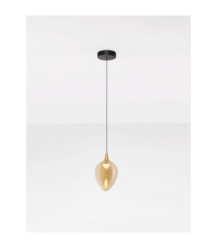 Nali Slim Pendant Ceiling Light Champagne Brass Gold Matt Black LED 6W 393lm 3000K-4