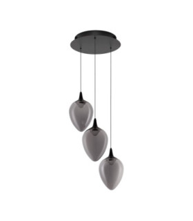 Nali Cluster Pendant Ceiling Light Smokey Matt Black Triac Dimmable LED 18W 714lm 3000K-1