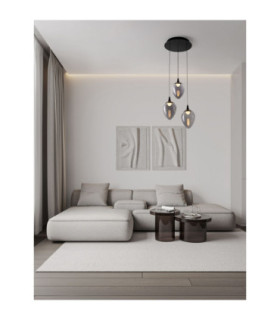 Nali Cluster Pendant Ceiling Light Smokey Matt Black Triac Dimmable LED 18W 714lm 3000K-2