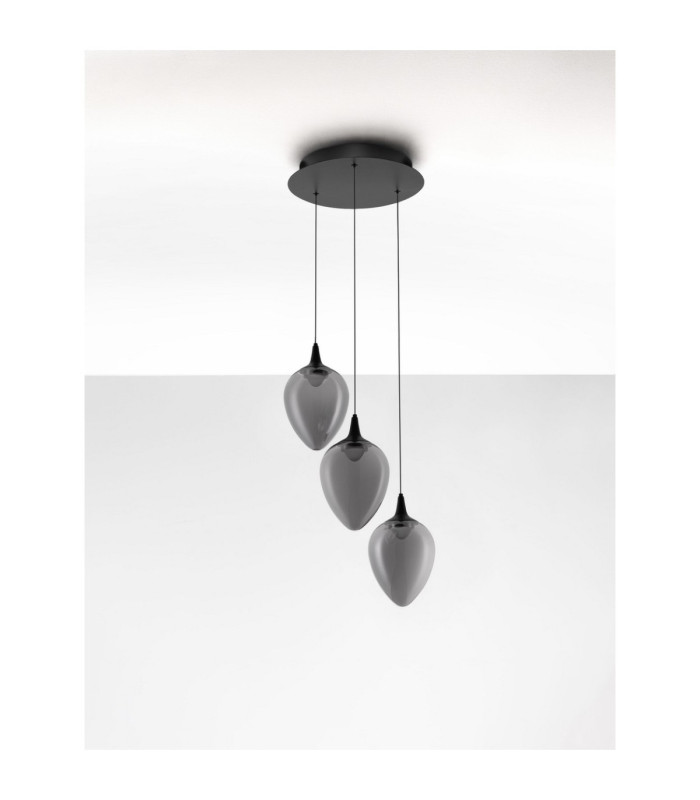 Nali Cluster Pendant Ceiling Light Smokey Matt Black Triac Dimmable LED 18W 714lm 3000K-3
