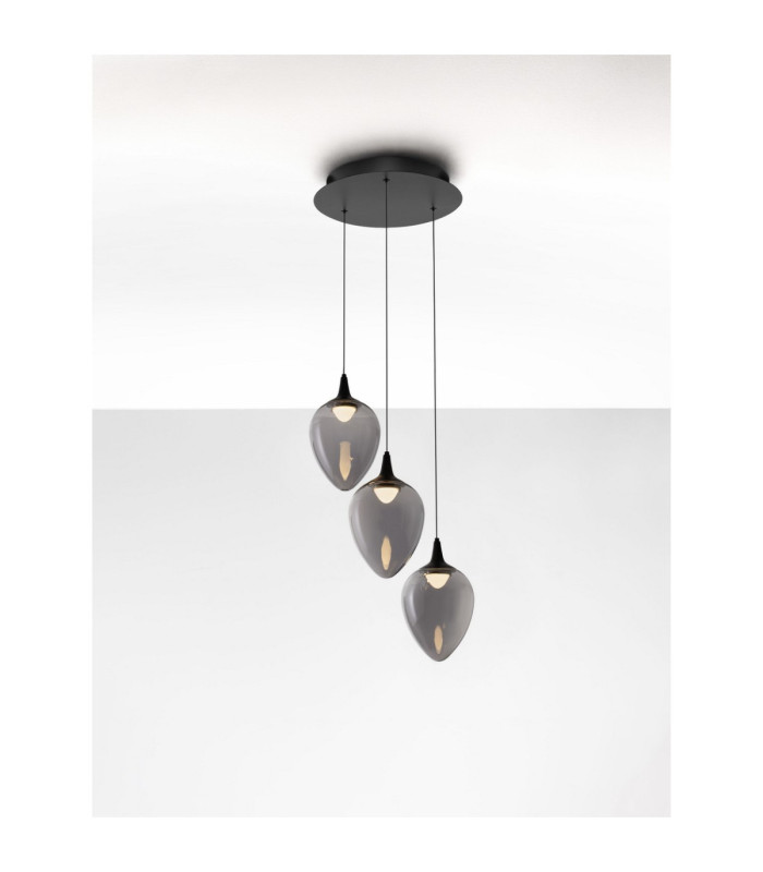 Nali Cluster Pendant Ceiling Light Smokey Matt Black Triac Dimmable LED 18W 714lm 3000K-4