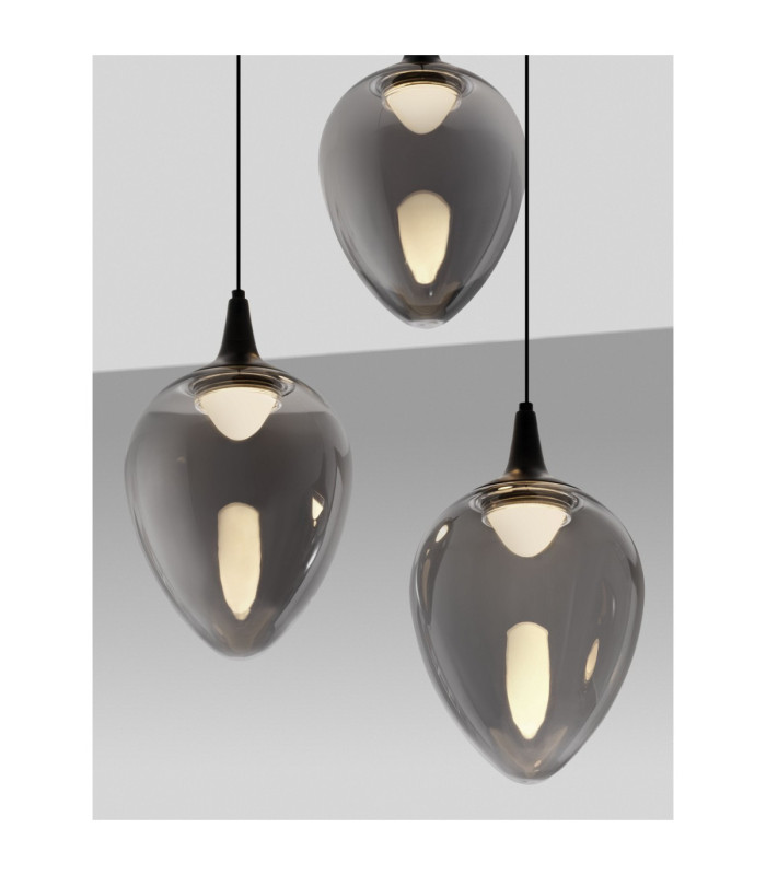 Nali Cluster Pendant Ceiling Light Smokey Matt Black Triac Dimmable LED 18W 714lm 3000K-5