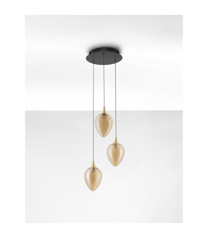 Nali Cluster Pendant Ceiling Light Champagne Brass Gold Matt Black Triac Dimmable LED 18W 1179lm 3000K-3