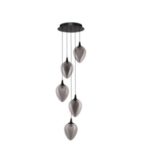 Nali Cluster Pendant Ceiling Light Smokey Matt Black Triac Dimmable LED 30W 1190lm 3000K-1