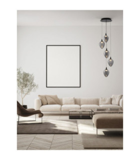Nali Cluster Pendant Ceiling Light Smokey Matt Black Triac Dimmable LED 30W 1190lm 3000K-2